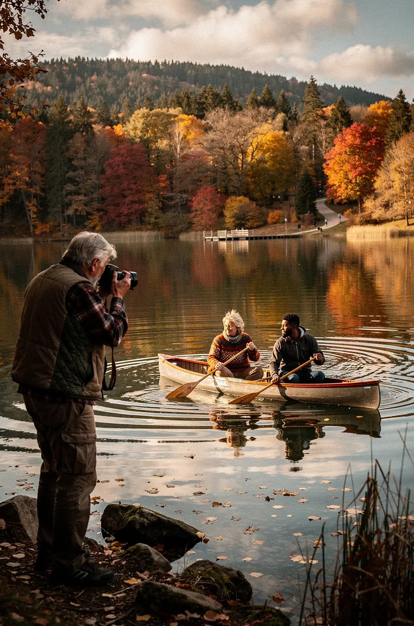 Gruppe von Menschen sammelt Kräuter und lernt über heimische Pflanzen in einem Waldseminar.